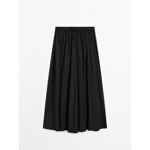 Massimo Dutti Womens Midi Skirt Medium M Black Pleated Wool Blend 5200/634 NWT